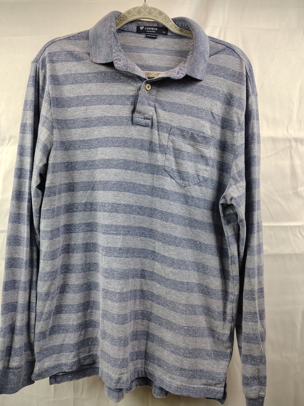 Daniel Cremieux Gray/Blue Heather Stripe Long Sleeve Mens Size Large